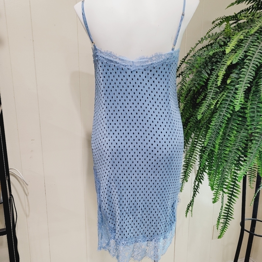 Free People Polka Dot Lace Trim Plissé Slip Dress - Picture 8 of 11